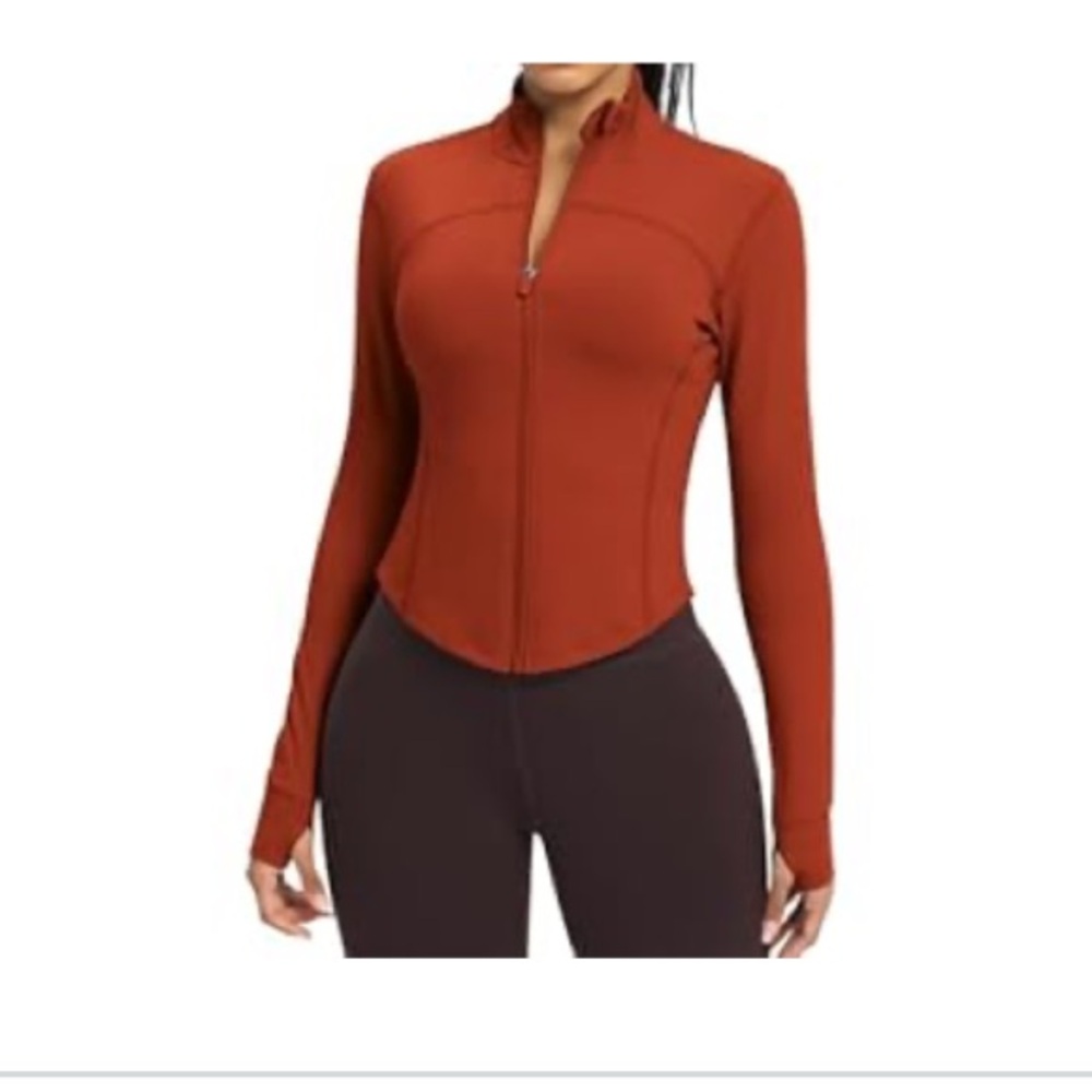 Orange Cropped Jacket Full Zip Up